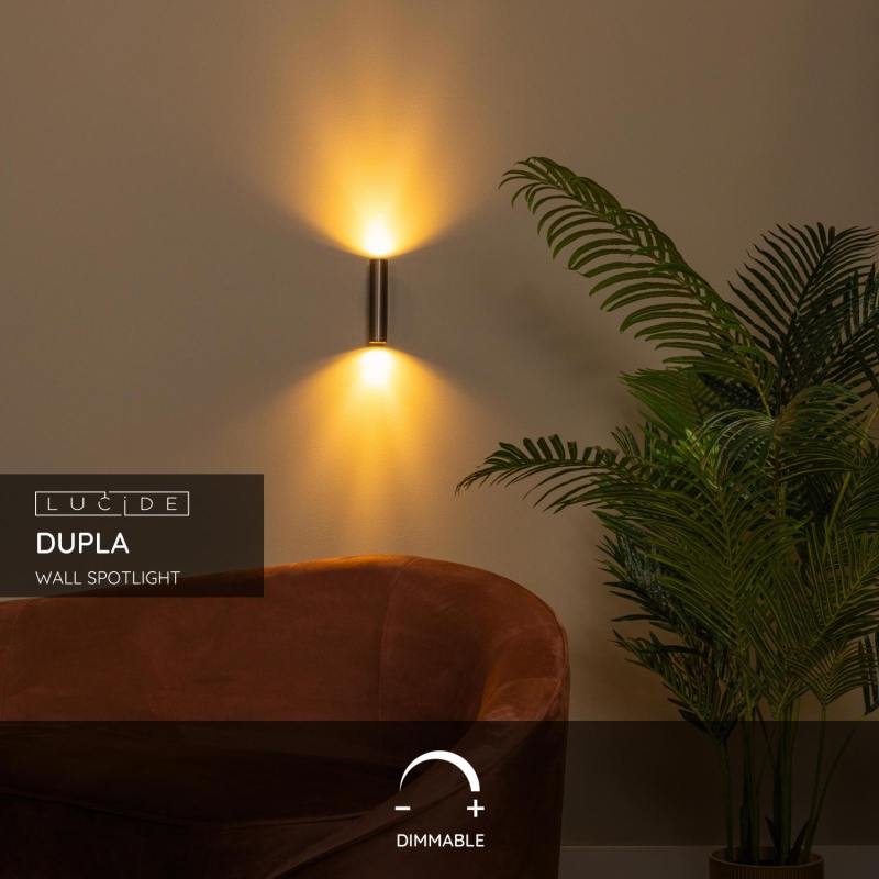 Lucide DUPLA - Wall spotlight / Wall light - 2xGU10 (MR11) - Rust Brown